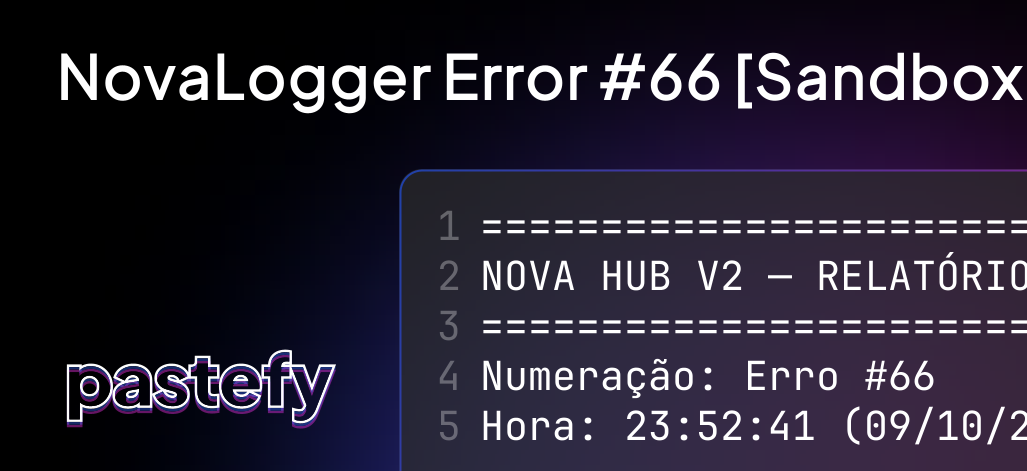 NovaLogger Error #66 [Sandbox / Runtime] - raw.lua